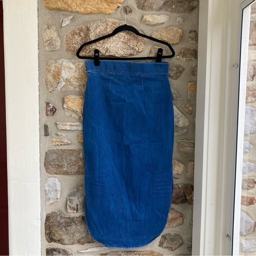 FRANK & EILEEN Donegal Unforgettable Denim Jean Skirt 1977 Medium Wash Grinding - Picture 10 of 17